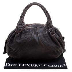 Pre Owned حقيبة فندي سباي كبيرة جلد بنية داكنة