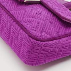 مملوكة مسبقًا Fendi Fuchsia Zucca Embossed Fabric Midi Baguette Flap Bag