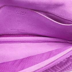 مملوكة مسبقًا Fendi Fuchsia Zucca Embossed Fabric Midi Baguette Flap Bag