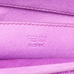 مملوكة مسبقًا Fendi Fuchsia Zucca Embossed Fabric Midi Baguette Flap Bag