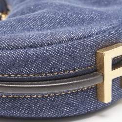 مملوكة مسبقًا Fendi Blue Denim Nano Fendigraphy Hobo