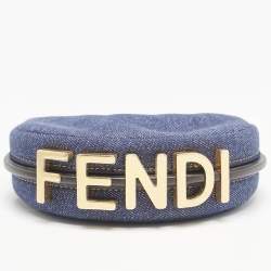 مملوكة مسبقًا Fendi Blue Denim Nano Fendigraphy Hobo