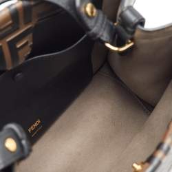 Fendi Black/Brown Zucca Embossed Leather Grace Flip Convertible Tote