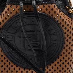 Fendi Black/Tan Perforated Leather Mini Mon Tresor Bucket Bag
