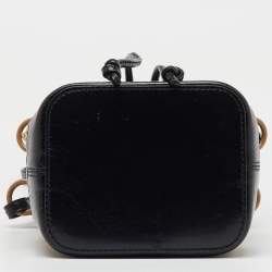 Fendi Black/Tan Perforated Leather Mini Mon Tresor Bucket Bag