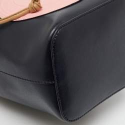 Fendi Navy Blue/Pink Leather Mini Mon Tresor Drawstring Bucket Bag
