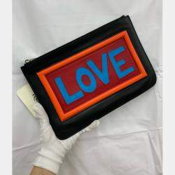 Fendi Black Leather Love Clutch