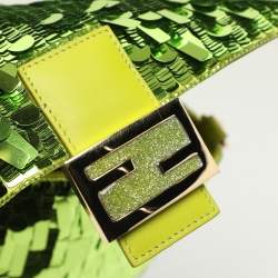 Fendi Green Sequins Paillettes Medium Sex and The City Baguette Bag