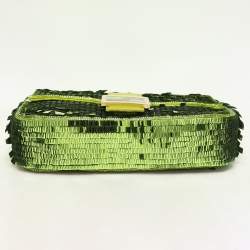 Fendi Green Sequins Paillettes Medium Sex and The City Baguette Bag