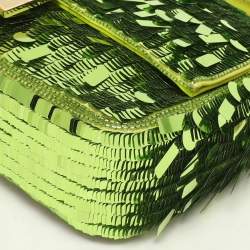 Fendi Green Sequins Paillettes Medium Sex and The City Baguette Bag