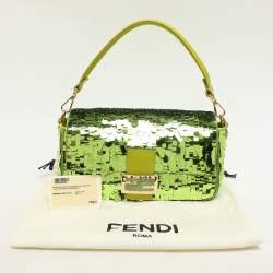 Fendi Green Sequins Paillettes Medium Sex and The City Baguette Bag