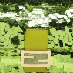 Fendi Green Sequins Paillettes Medium Sex and The City Baguette Bag