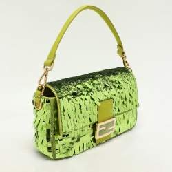 Fendi Green Sequins Paillettes Medium Sex and The City Baguette Bag