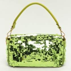 Fendi Green Sequins Paillettes Medium Sex and The City Baguette Bag