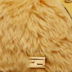 Fendi Yellow Fur Kan U Top Handle Bag