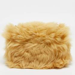 Fendi Yellow Fur Kan U Top Handle Bag