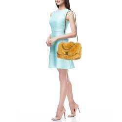 Fendi Yellow Fur Kan U Top Handle Bag