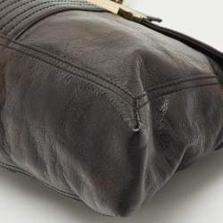Fendi Black Leather Maxi Baguette Flap Shoulder Bag