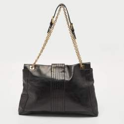 Fendi Black Leather Maxi Baguette Flap Shoulder Bag