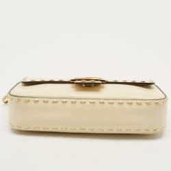 Pre Owned Fendi Cream Leather Medium Studded Baguette Bag
