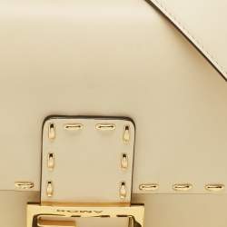 Pre Owned Fendi Cream Leather Medium Studded Baguette Bag