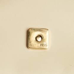 Pre Owned Fendi Cream Leather Medium Studded Baguette Bag