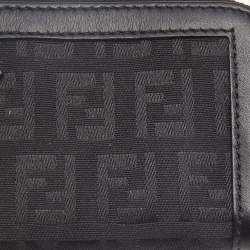 Fendi Black Zucchino Fabric and Leather Zip Coin Purse