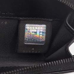 Fendi Black Zucchino Fabric and Leather Zip Coin Purse