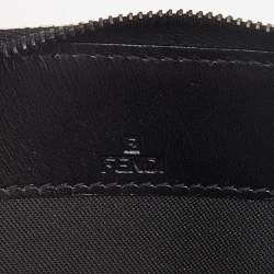 Fendi Black Zucchino Fabric and Leather Zip Coin Purse
