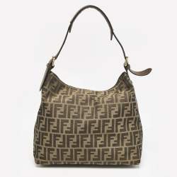 Fendi Tobacco Canvas and Leather Small Hobo