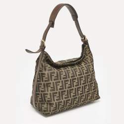 Fendi Tobacco Canvas and Leather Small Hobo