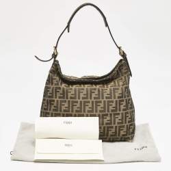 Fendi Tobacco Canvas and Leather Small Hobo