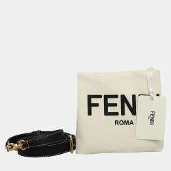 Fendi Dark Blue Leather Karligraphy Chain Medium Bucket Bag