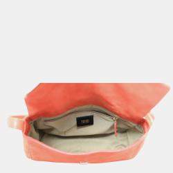 Pre Owned Fendi Orange Nubuck Leather Shoulder Bag