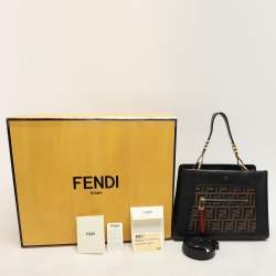 Fendi Black/Brown Zucca Leather Small Runaway Shoulder Bag