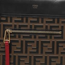 Fendi Black/Brown Zucca Leather Small Runaway Shoulder Bag