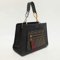 Fendi Black/Brown Zucca Leather Small Runaway Shoulder Bag