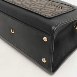 Fendi Black/Brown Zucca Leather Small Runaway Shoulder Bag