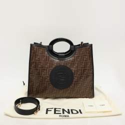 Fendi Tobacco/Black Zucca Coated Canvas and Leather Medium Runaway Shopper Tote
