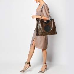 Fendi Tobacco/Black Zucca Coated Canvas and Leather Medium Runaway Shopper Tote
