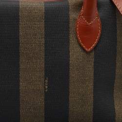Fendi Brown/Black Coated Canvas and Leather Pequin Satchel