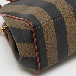 Fendi Brown/Black Coated Canvas and Leather Pequin Satchel