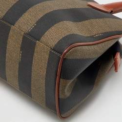 Fendi Brown/Black Coated Canvas and Leather Pequin Satchel