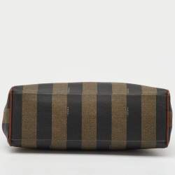 Fendi Brown/Black Coated Canvas and Leather Pequin Satchel