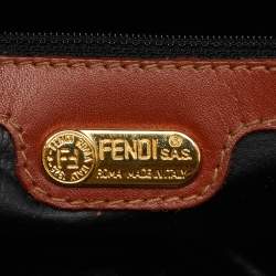 Fendi Brown/Black Coated Canvas and Leather Pequin Satchel