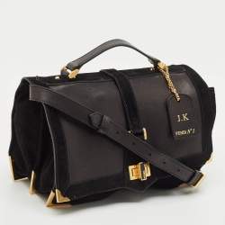 Fendi Black Leather and Suede Classico No.1 Top Handle Bag