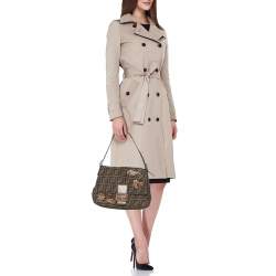 Fendi Brown Zucca Canvas and Python Embellished Mama Forever Shoulder Bag