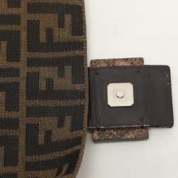 Fendi Brown Zucca Canvas and Python Embellished Mama Forever Shoulder Bag