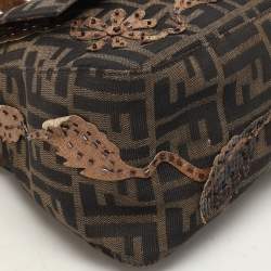 Fendi Brown Zucca Canvas and Python Embellished Mama Forever Shoulder Bag