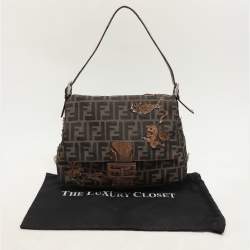 Fendi Brown Zucca Canvas and Python Embellished Mama Forever Shoulder Bag